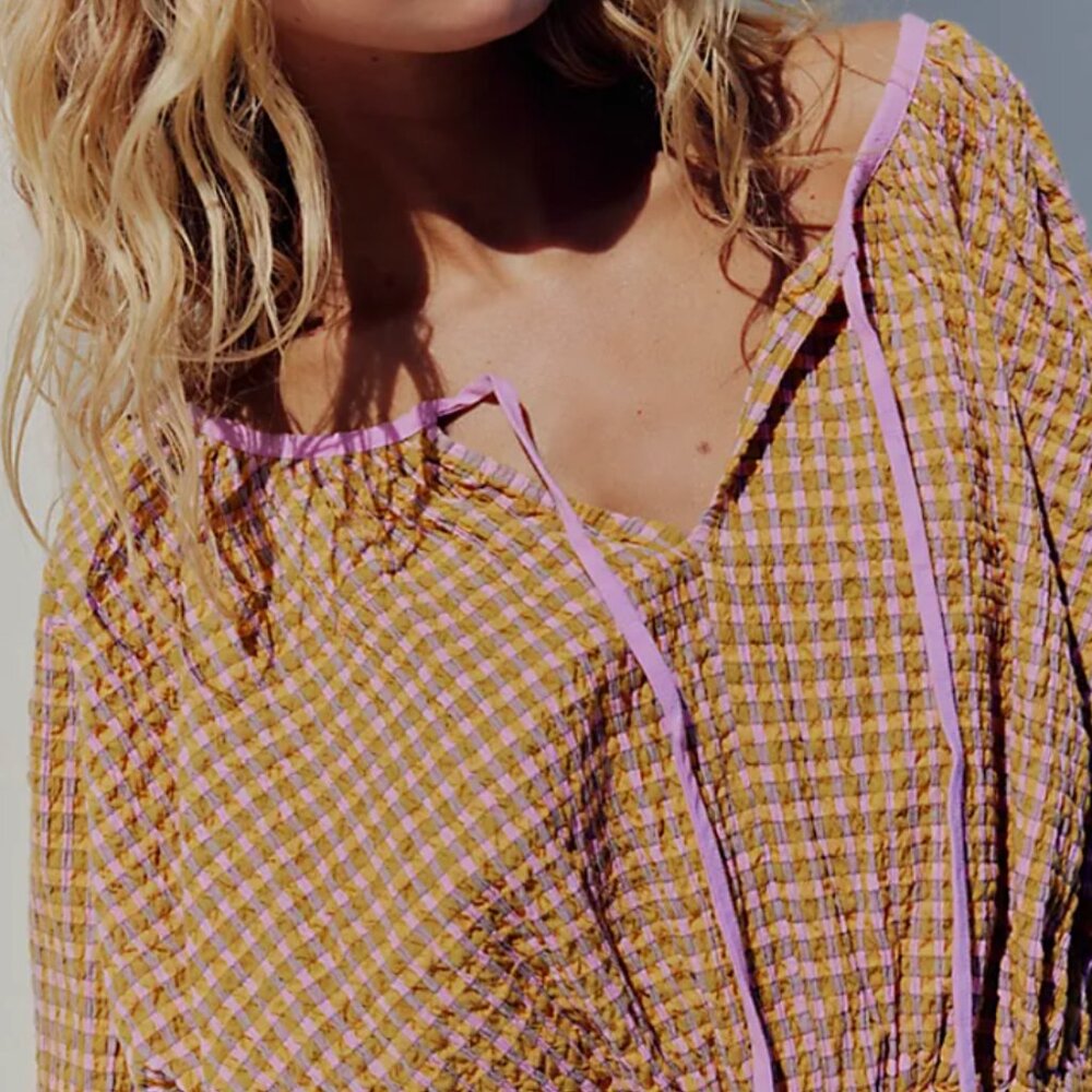 Free People Clara Plaid Top - NWT! - Picture 2 of 7